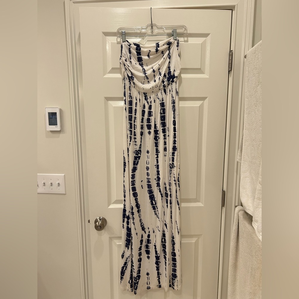 White and Navy Maxi Dress
